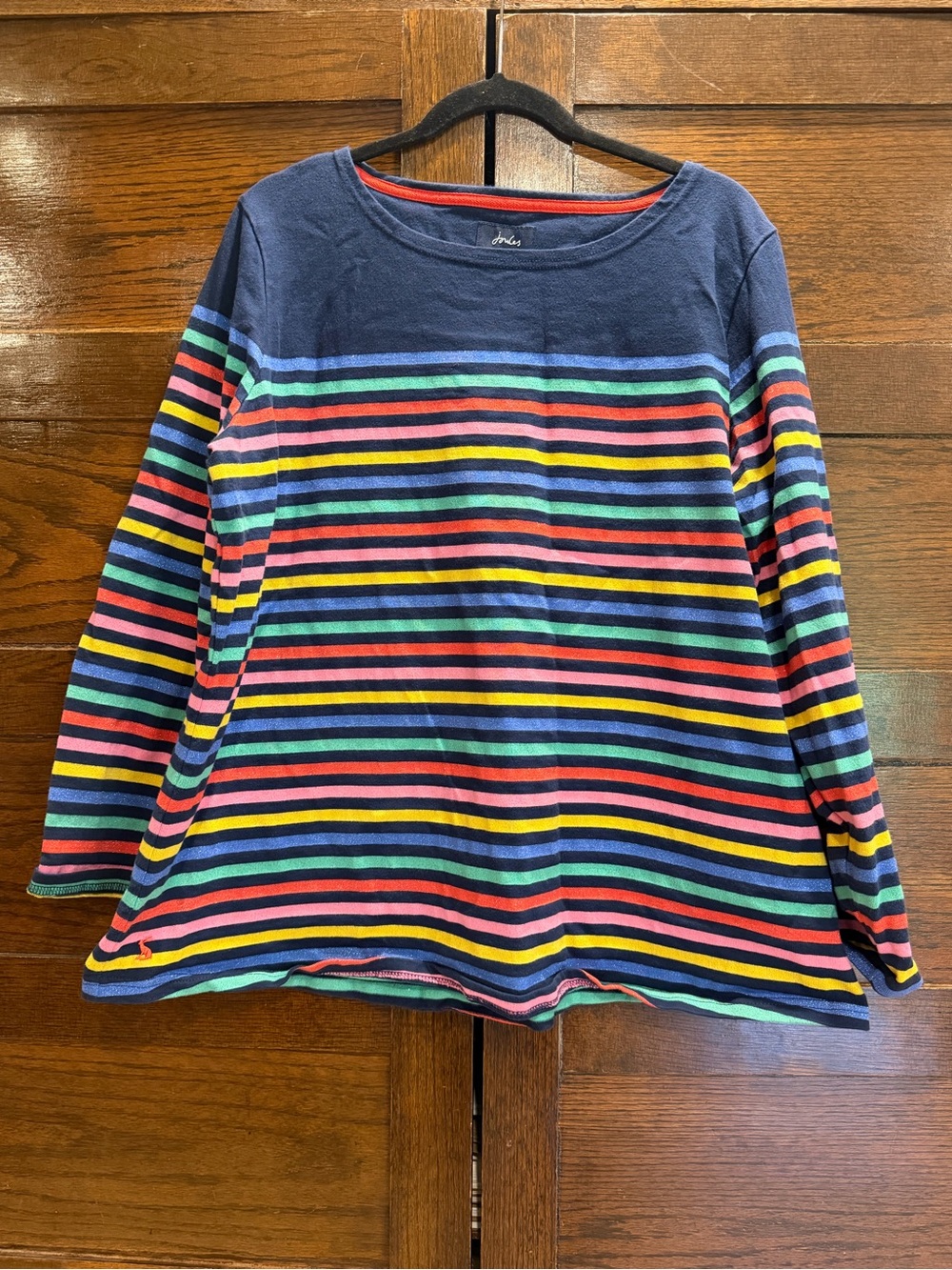 Joules sz 20 navy Long Sleeve Top sweatshirt Multi-Color Stripes light sparkle